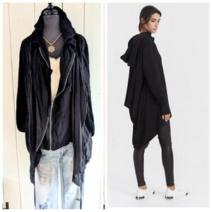 Lightweight Black Hooded Drape Jacket sz M NWOT